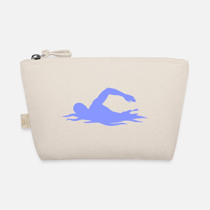 Swimming Silhouette Over Waves Organic Pouch