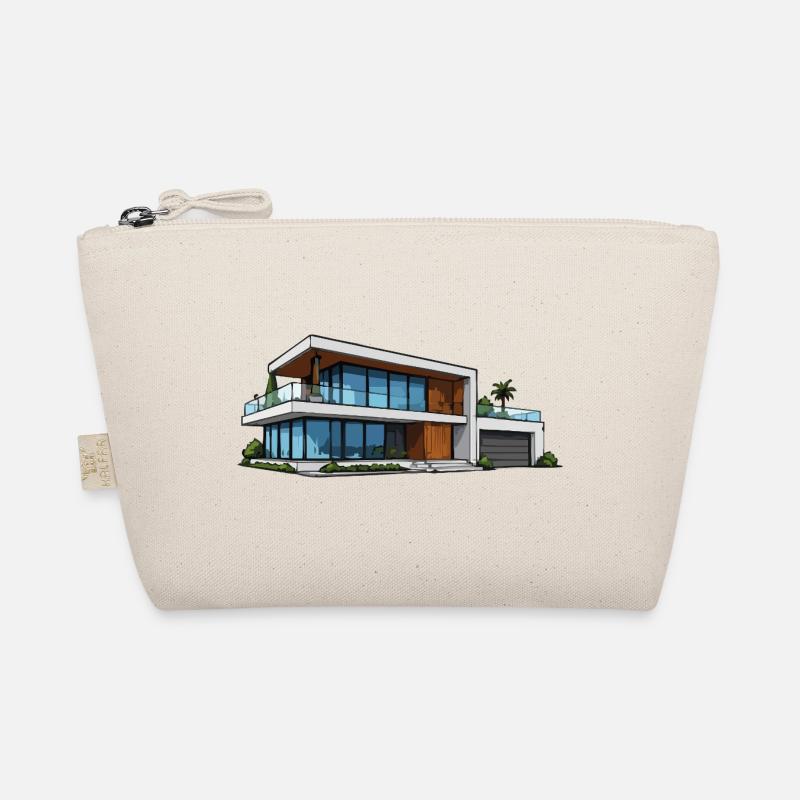 Modern Villa Architecture Illustration Organic Pouch