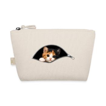 Cute Kitten Zipper Cat - Organic Pouch - nature - Front