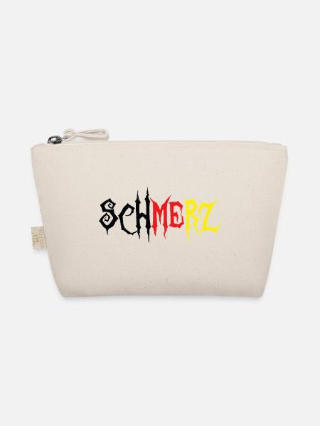 Schmerz – Grunge Schriftzug Schwarz Rot Gold - Bio-Täschchen - Natur