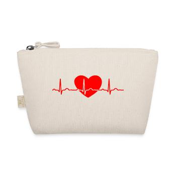ECG HEART LINE HEART red - Organic Pouch - nature - Front