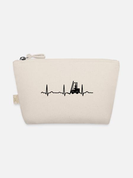 EKG HERZSCHLAG GABELSTAPLER schwarz - Bio-Täschchen - Natur