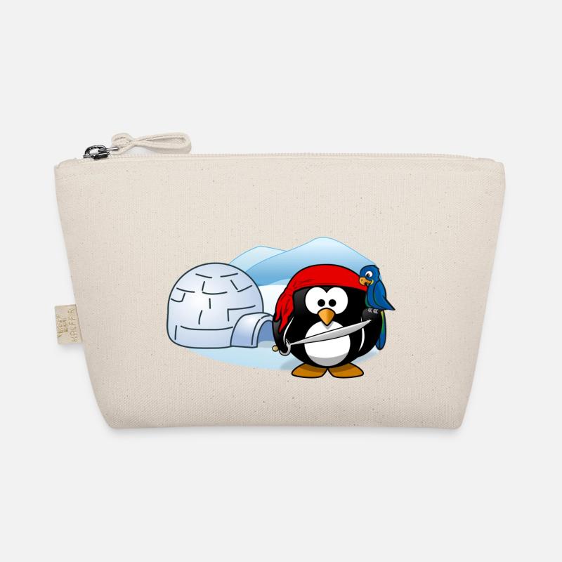 Piratenpinguin mit Schwert, Papagei und Iglu. - Bio-Täschchen - Natur