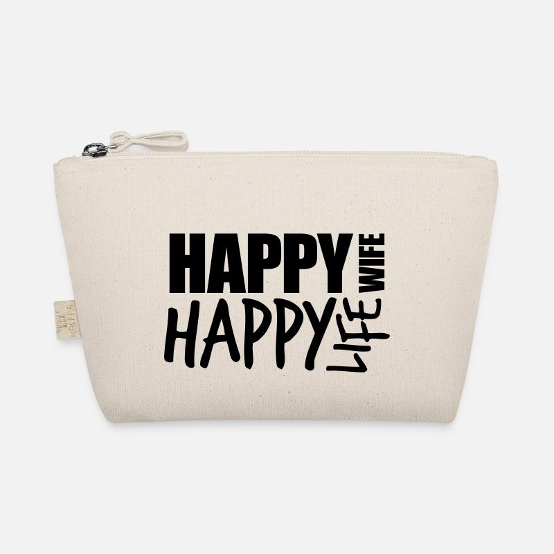 text cool happy wife life ehefrau gluecklich leben - Bio-Täschchen - Natur