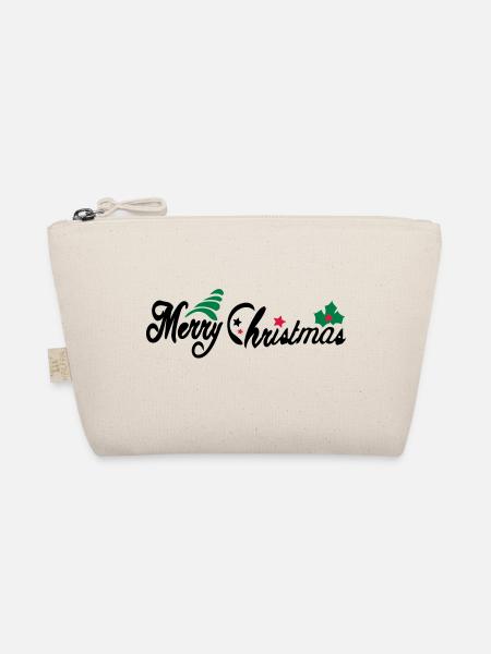 merry_christms_text_tree_holy_leaves - Bio-Täschchen - Natur - Vorne