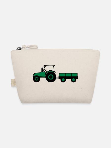 Tractor With Trailer - Bio-Täschchen - Natur
