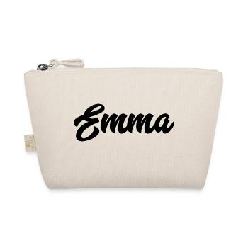 Emma Custom Text Birthday Name - Organic Pouch - nature - Front