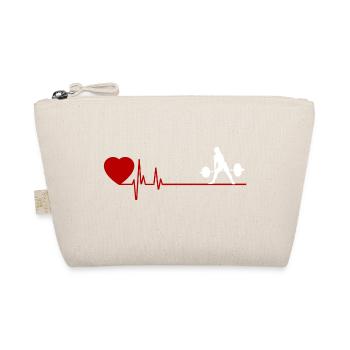 Blanc d’haltérophilie femelle avec la fréquence cardiaque rouge - Trousse biologique - nature - Devant