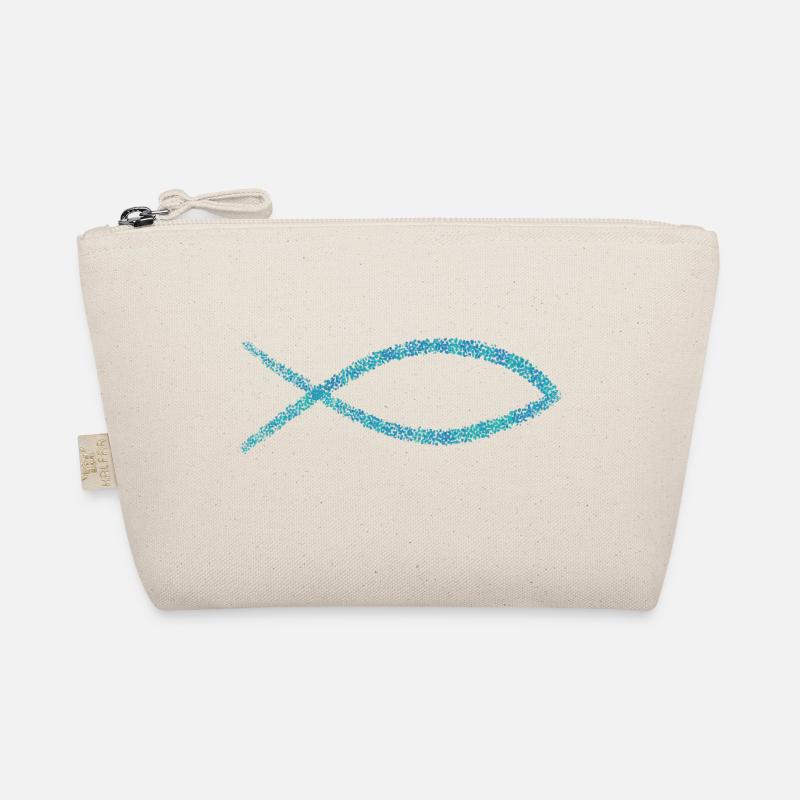 Fisch Illustration, blau, christlich Symbol - Bio-Täschchen - Natur