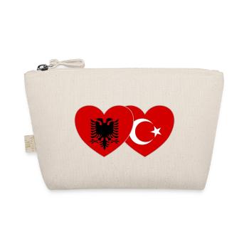 Albania Turkey Flag Heart - Organic Pouch - nature - Front