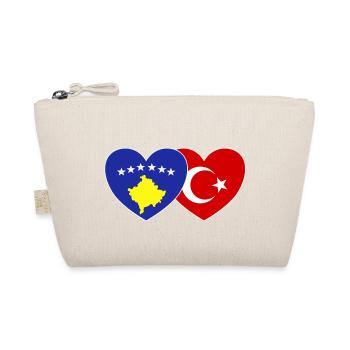Kosovo Türkei Flagge Herz - Bio-Täschchen - Natur - Vorne