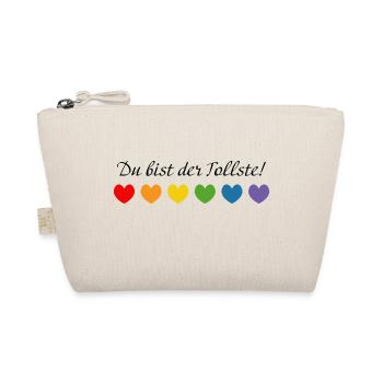 Regenbogenherzchen du bist der tollste - Bio-Täschchen - Natur - Vorne