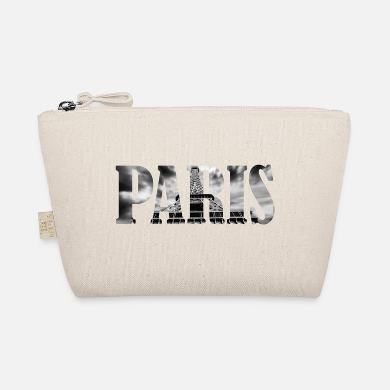 Paris Typography with Eiffel Tower Detail Inside Organic Pouch