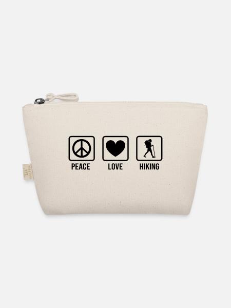 Peace Love Hiking Mountaineering Trekking Outdoor - Bio-Täschchen - Natur