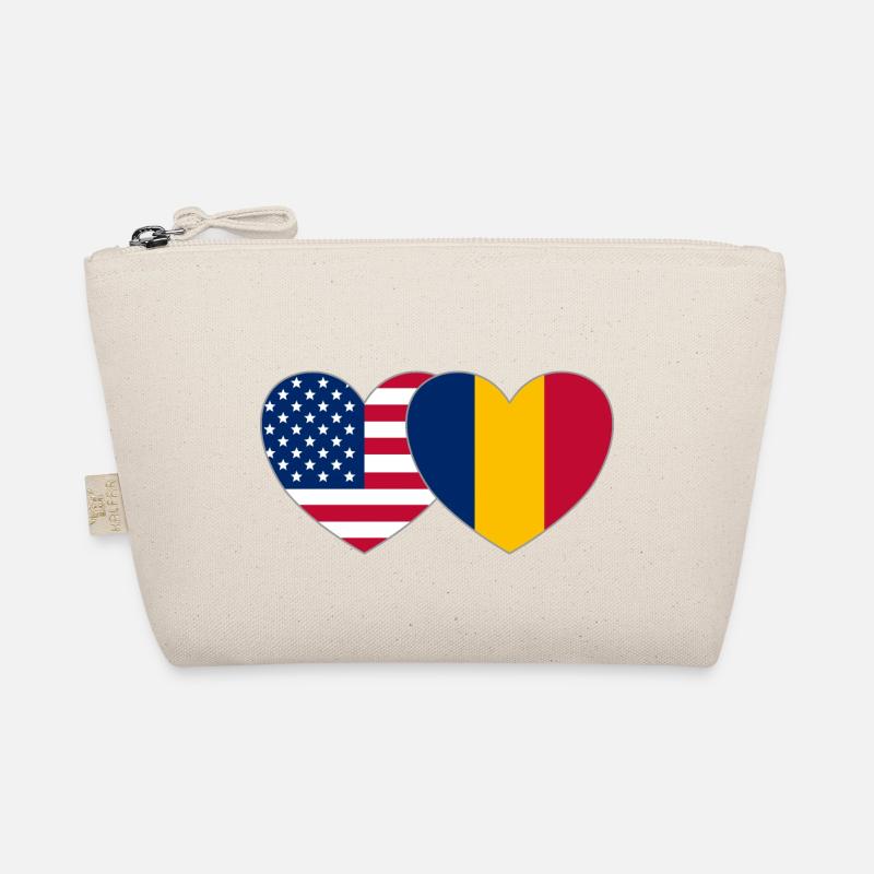 Amerika Rumänien Flagge Herz - Bio-Täschchen - Natur
