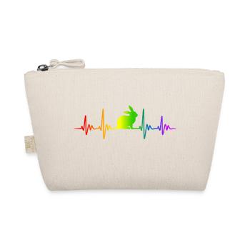 Kaninchen Hase Regenbogen Farben Puls EKG Herz - Bio-Täschchen - Natur - Vorne