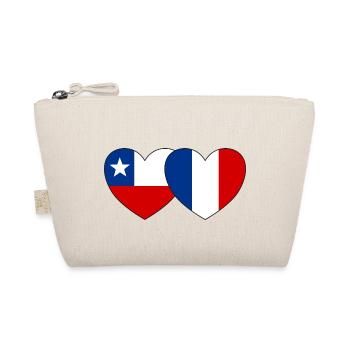 Chile Frankreich Flagge Herz - Bio-Täschchen - Natur - Vorne