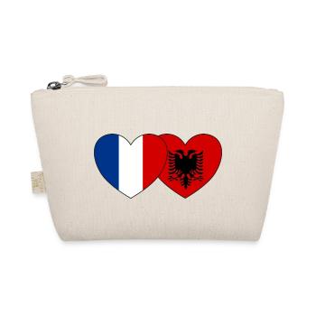France Albania Flag Heart - Organic Pouch - nature - Front