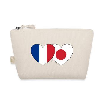 France Japan Flag Heart - Organic Pouch - nature - Front