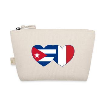 Kuba Frankreich Flagge Herz - Bio-Täschchen - Natur - Vorne