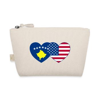 Kosovo USA Flagge Herz - Bio-Täschchen - Natur - Vorne