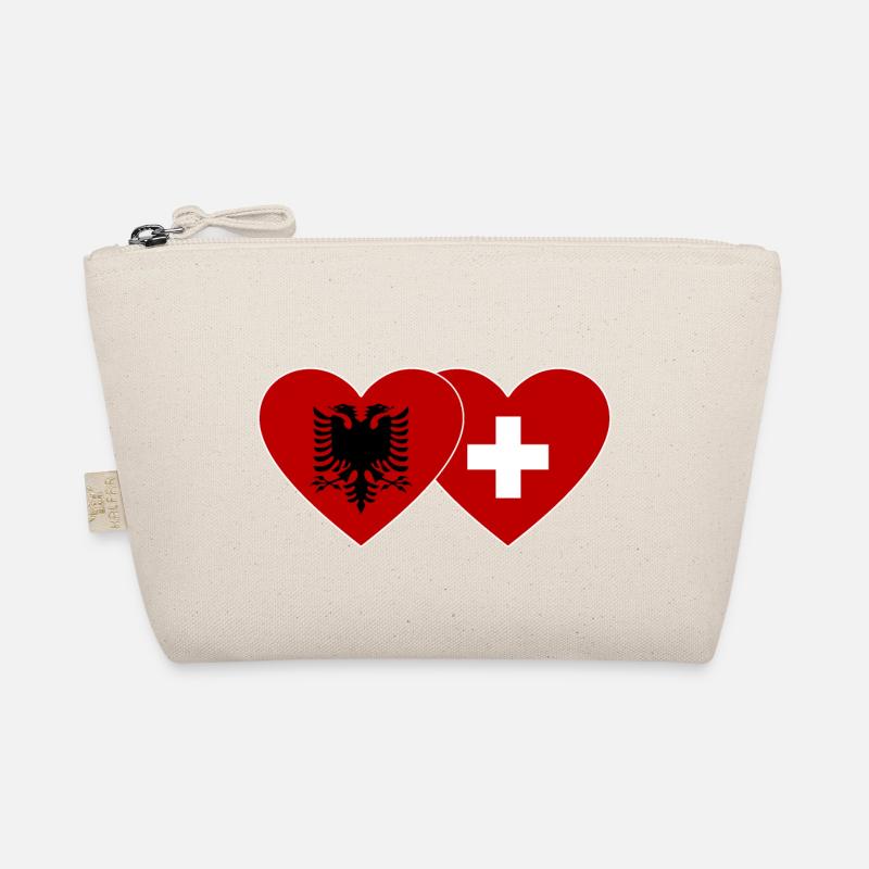 Albanien Schweiz Flagge Herz - Bio-Täschchen - Natur