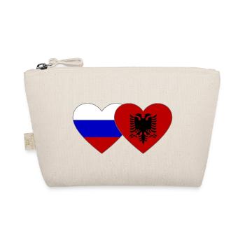 Russland Albanien Flagge Herz - Bio-Täschchen - Natur - Vorne
