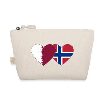 Katar Norwegen Flagge Herz - Bio-Täschchen - Natur - Vorne