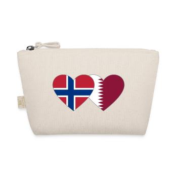 Norwegen Katar Flagge Herz - Bio-Täschchen - Natur - Vorne