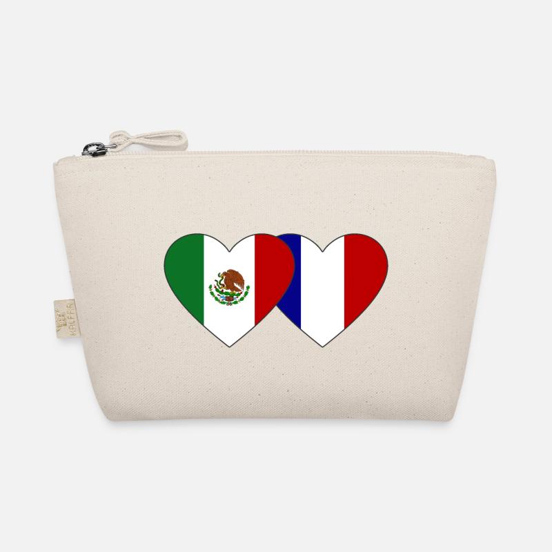 Mexiko Frankreich Flagge Herz - Bio-Täschchen - Natur