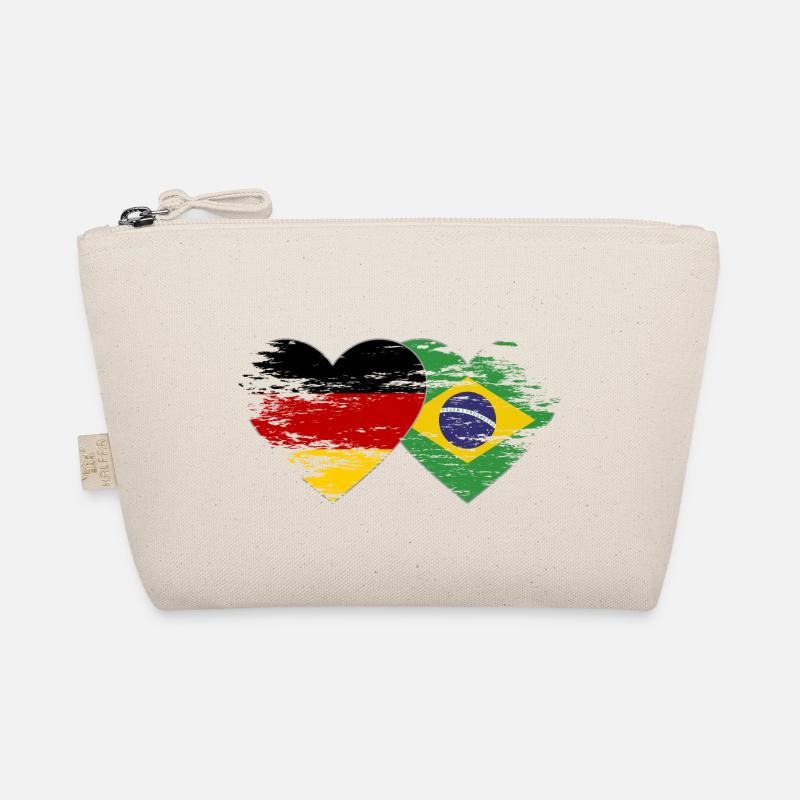 Deutschland Brasilien Flagge used Herz - Bio-Täschchen - Natur