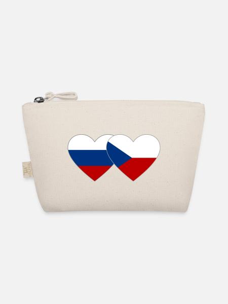Russland Tschechien Flagge Herz - Bio-Täschchen - Natur