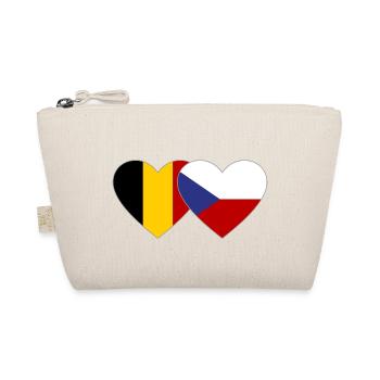 Belgium Czech Republic Flag Heart - Organic Pouch - nature - Front
