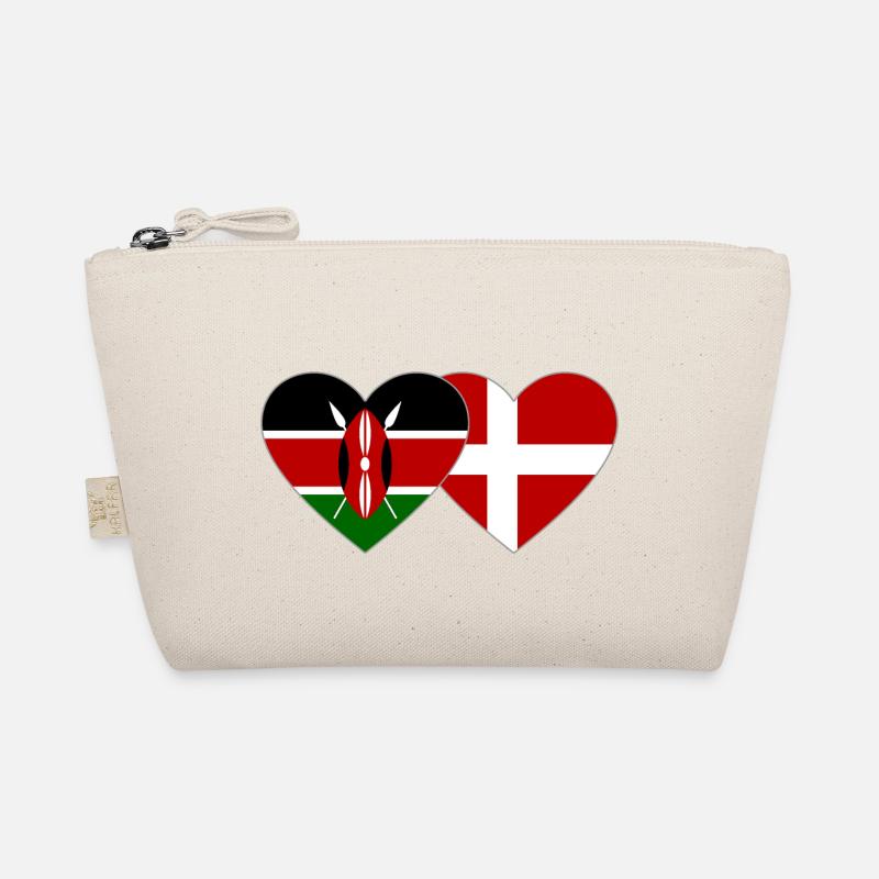 Kenya Denmark Flag Heart Organic Pouch