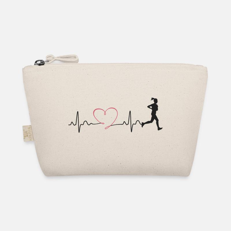 Läuferin Joggen Joggerin Pulsschlag Geschenk - Bio-Täschchen - Natur