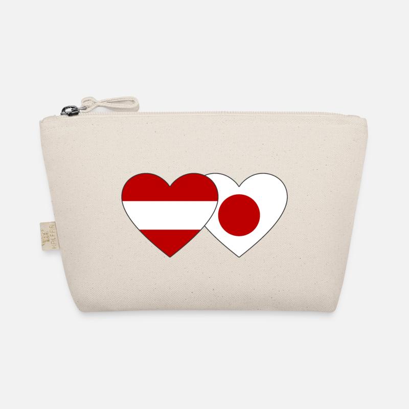 Austria Japan Flag Heart Organic Pouch