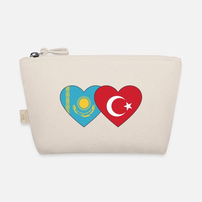 Kazakhstan Turkey Flag Heart Organic Pouch