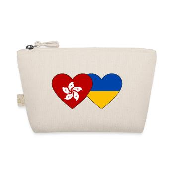 Hong Kong Ukraine Flag Heart - Organic Pouch - nature - Front