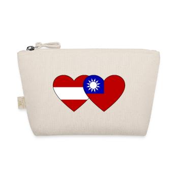 Österreich Taiwan Flagge Herz - Bio-Täschchen - Natur - Vorne