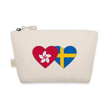 Hong Kong Sweden Flag Heart - Organic Pouch - nature - Front