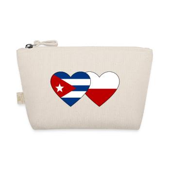 Cuba Poland Flag Heart - Organic Pouch - nature - Front