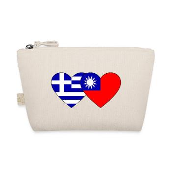 Greece Taiwan Flag Heart - Organic Pouch - nature - Front