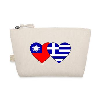 Taiwan Griechenland Flagge Herz - Bio-Täschchen - Natur - Vorne