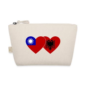 Taiwan Albanien Flagge Herz - Bio-Täschchen - Natur - Vorne