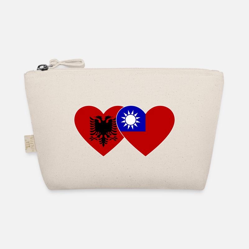 AlbanienTaiwan Flagge Herz Bio-Täschchen