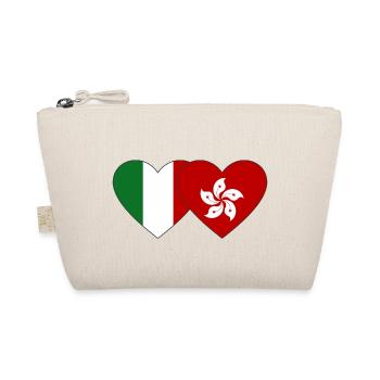 Italy Hong Kong Flag Heart - Organic Pouch - nature - Front