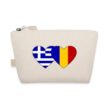 Greece Romania Flag Heart - Organic Pouch - nature - Front