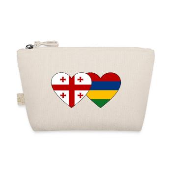 Georgien Mauritius Flagge Herz - Bio-Täschchen - Natur - Vorne