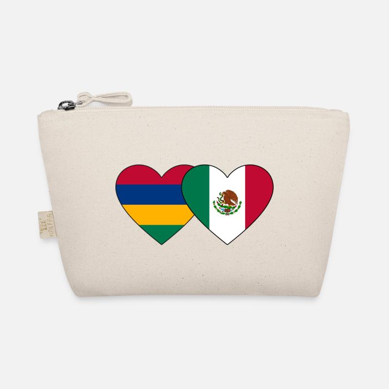 Mauritius Mexico Flag Heart Organic Pouch