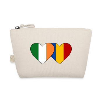 Ireland Romania Flag Heart - Organic Pouch - nature - Front